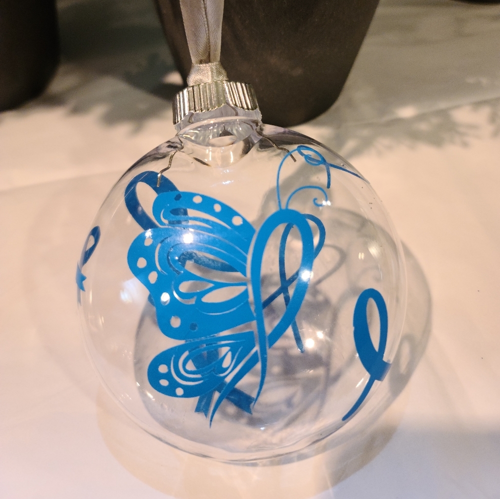 Ornament - Blue Ribbons- Cancer Awareness NWT